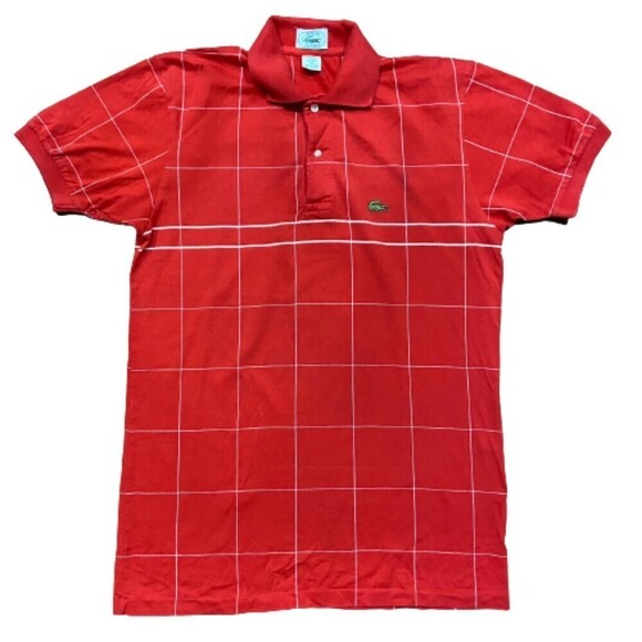 Izod Lacoste Vintage Slim Fit Red White Polo Top Cotton Men's Size Medium - Picture 1 of 7